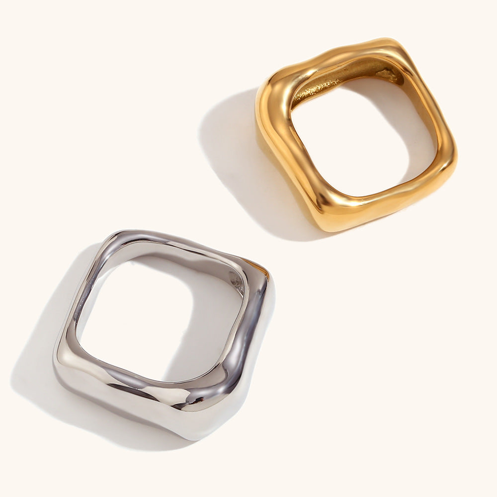 Square Silver Classic Elegant Dainty Luxury 18k White/Vermeil Gold Plated Ring Jewelry | Mix Mix Style-Mix MIx Style