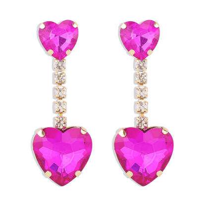Green - Pink Love Timeless Heart Cut Moissanite Diamonds Luxury 18k Vermeil Gold Plated Drop Earrings | Mix Mix Style-Mix MIx Style