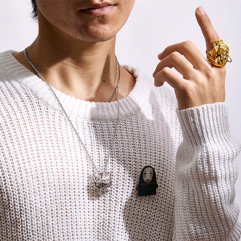2021 Cross-border New Hollow Leopard Head Necklace Gold-plated Green-eyed Leopard Pendant Punk Style Unisex Sweater Chain-Mix MIx Style