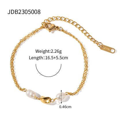 Retro 18K Gold Plated Chain Akoya Pearl Bracelet | Mix Mix Style [Hot Seller]-Mix MIx Style