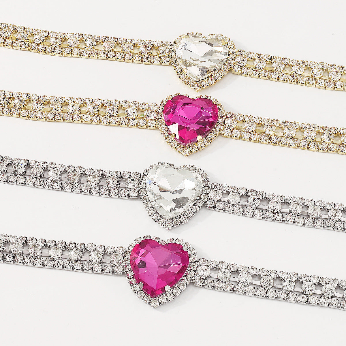 Love Vintage Pendant Pink Heart Cut Diamonds Luxury 18k White Gold Plated Necklace Jewelry | Mix Mix Style-Mix MIx Style