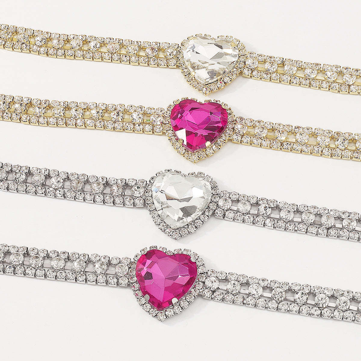 Love Vintage Pendant Pink Heart Cut Diamonds Luxury 18k White Gold Plated Necklace Jewelry | Mix Mix Style-Mix MIx Style