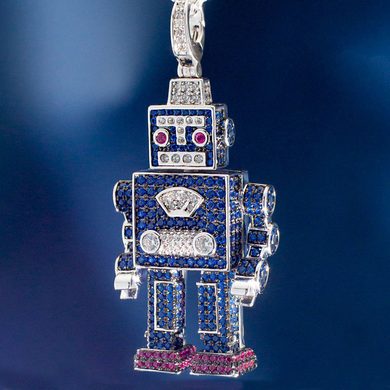 2022 hip-hop style robot necklace original design 3D three-dimensional limb movement unisex trendy accessory-Mix MIx Style