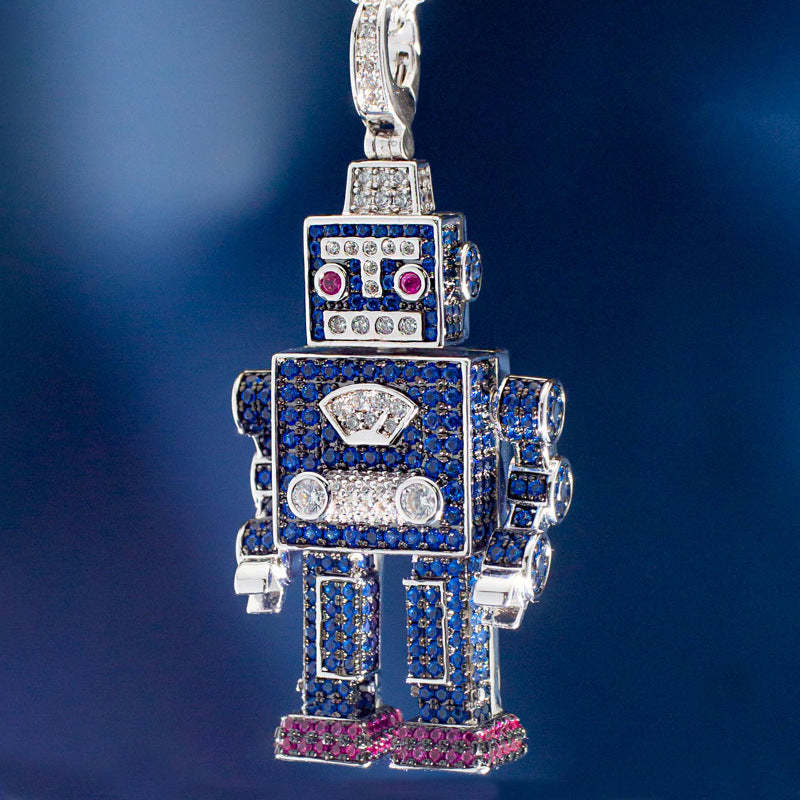 2022 hip-hop style robot necklace original design 3D three-dimensional limb movement unisex trendy accessory-Mix MIx Style