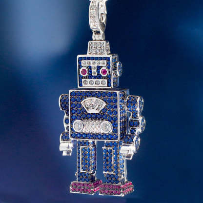 2022 hip-hop style robot necklace original design 3D three-dimensional limb movement unisex trendy accessory-Mix MIx Style