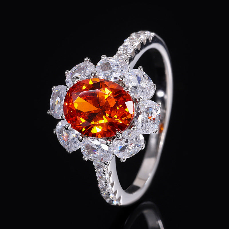 European and American style new S925 all-over silver suit simulated orange-red small pigeon egg pendant main 7*9-4*6-Mix MIx Style