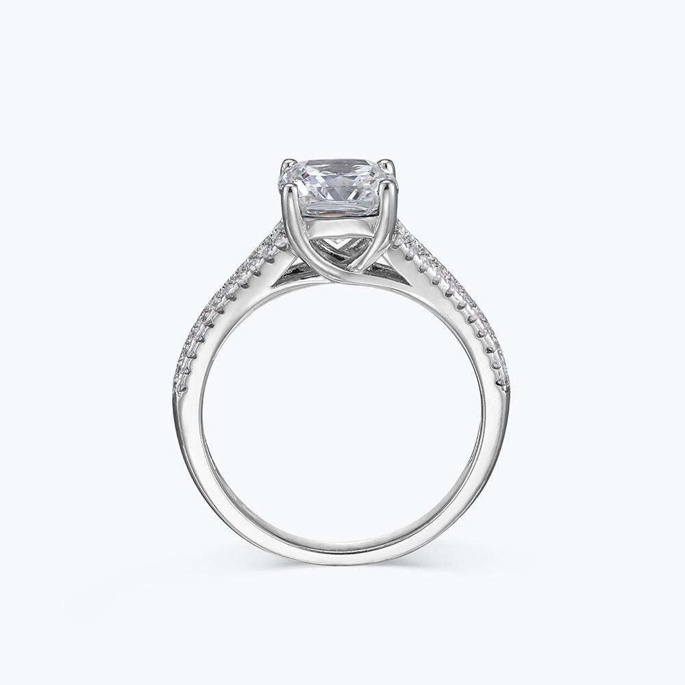 Dazzle White Cushion Cut Moissanite Diamond 3ct 18k White Gold Engagement Ring | Mix Mix Style-Mix MIx Style