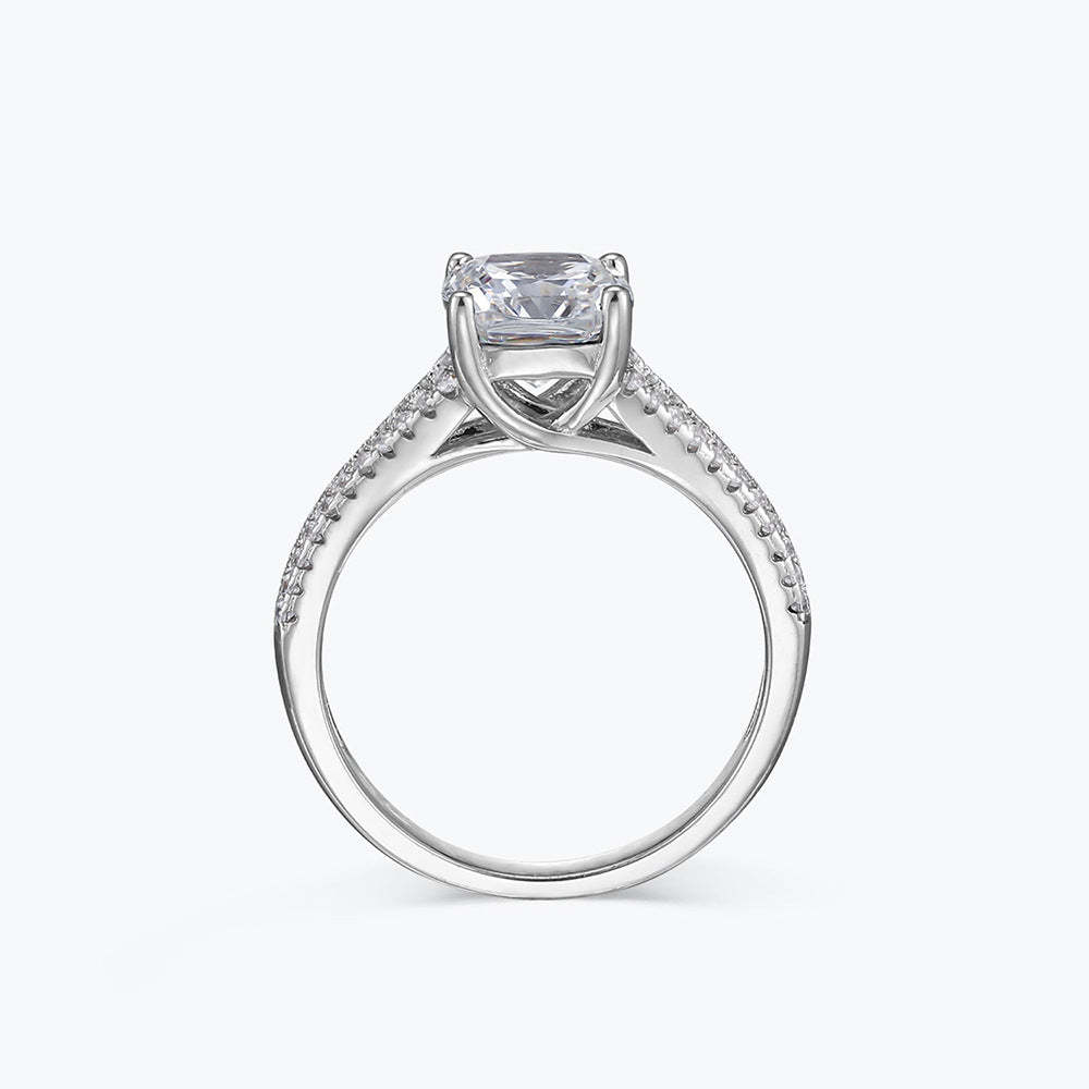 Dazzle White Cushion Cut Moissanite Diamond 3ct 18k White Gold Engagement Ring | Mix Mix Style-Mix MIx Style