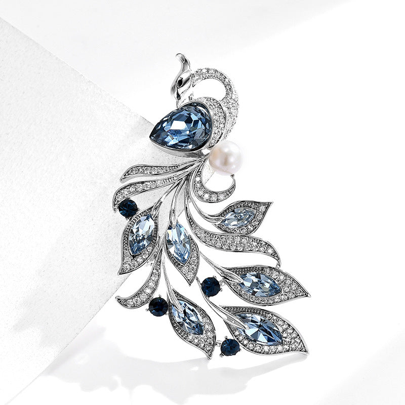 New style temperament Chinese style elegant atmosphere Phoenix high-end crystal luxury anti-exposure coat brooch versatile classic-Mix MIx Style