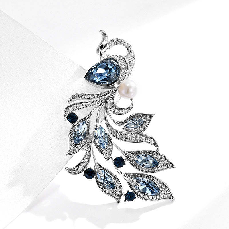 New style temperament Chinese style elegant atmosphere Phoenix high-end crystal luxury anti-exposure coat brooch versatile classic-Mix MIx Style