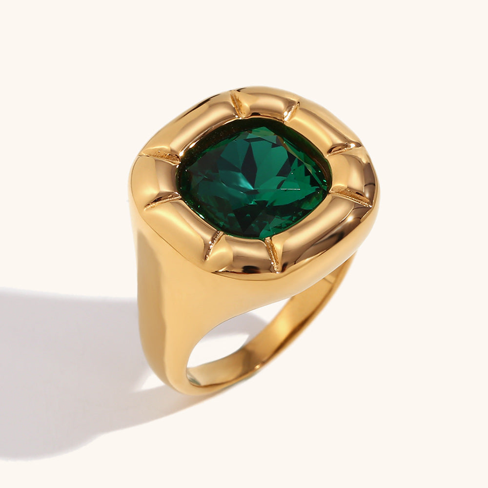Green/Blue/White Retro Pendant Cushion Diamond Luxury 18k Gold Plated Necklace Earring Ring Jewelry Set | Mix Mix Style-Mix MIx Style