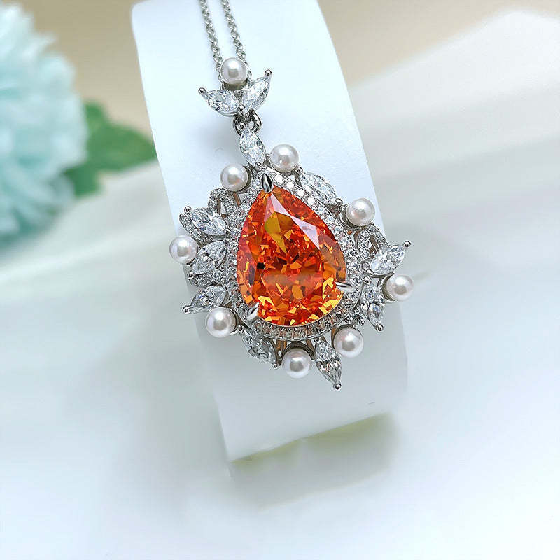 Pear Shaped Spphire Drop Necklace Moissanite Pink And Blue Wedding  Jewelry Mix Mix Style [Hot Seller]-Mix MIx Style