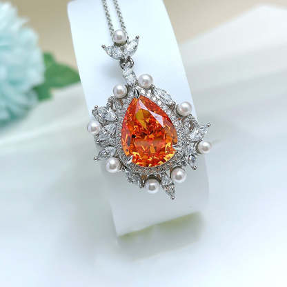 Pear Shaped Spphire Drop Necklace Moissanite Pink And Blue Wedding  Jewelry Mix Mix Style [Hot Seller]-Mix MIx Style