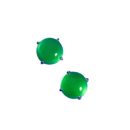 Minimalist Dainty Classic Green Claw Moissanite Diamonds 18k White Gold Plated Stud Earrings | Mix Mix Style-Mix MIx Style