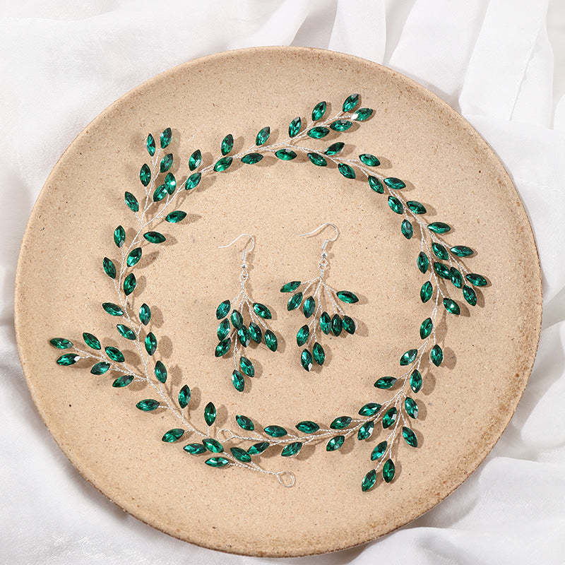 Green Leafs Trendy Tassel Moissanite Diamonds 18k White Gold Plated Br