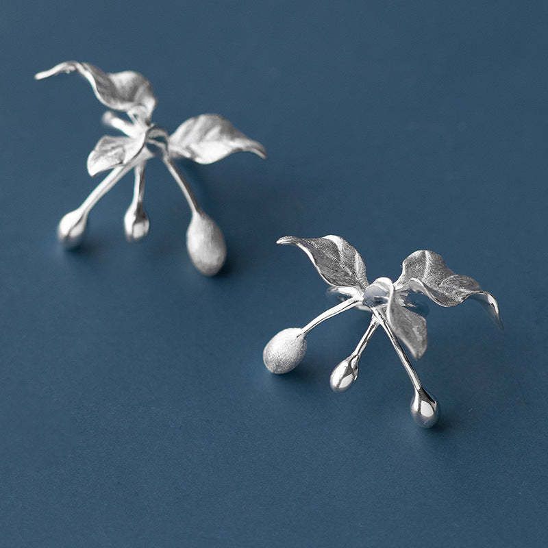 One of the original flower and bird albums, sterling silver S925 beautiful antique flower and grass ear cuff without piercing earrings-Mix MIx Style