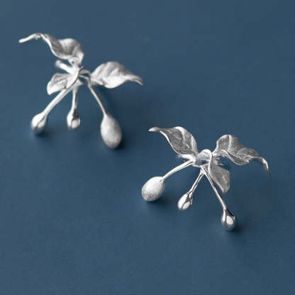 One of the original flower and bird albums, sterling silver S925 beautiful antique flower and grass ear cuff without piercing earrings-Mix MIx Style