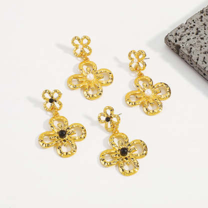 Golden Black Vintage Pendant Akoya Pearl Flower 18k Vermeil Gold Plated Drop Earring Jewelry | Mix Mix Style-Mix MIx Style