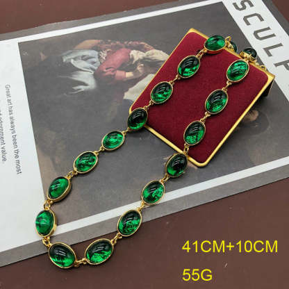 Yellow/Green Retro Round Cut Diamonds Luxury 18k Vermeil Gold Plated Necklace Jewelry | Mix Mix Style-Mix MIx Style