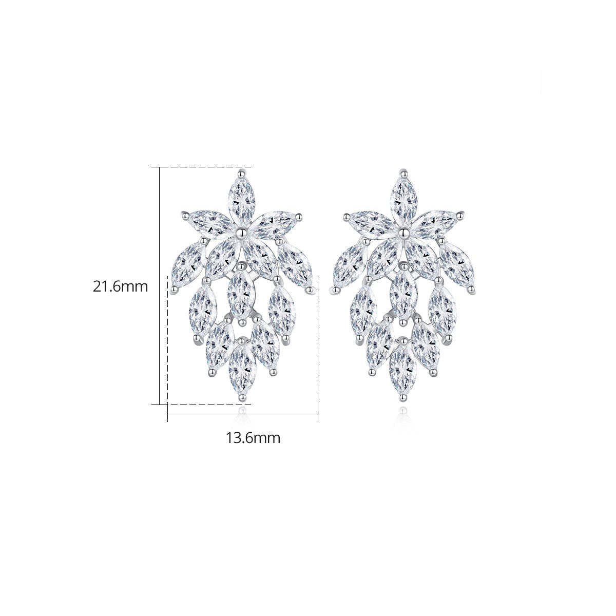 White Leafs Tassel Marquise Cut Moissanite Diamonds Elegant 18k Vermeil Gold Plated Vintage Drop Earrings | Mix Mix Style-Mix MIx Style
