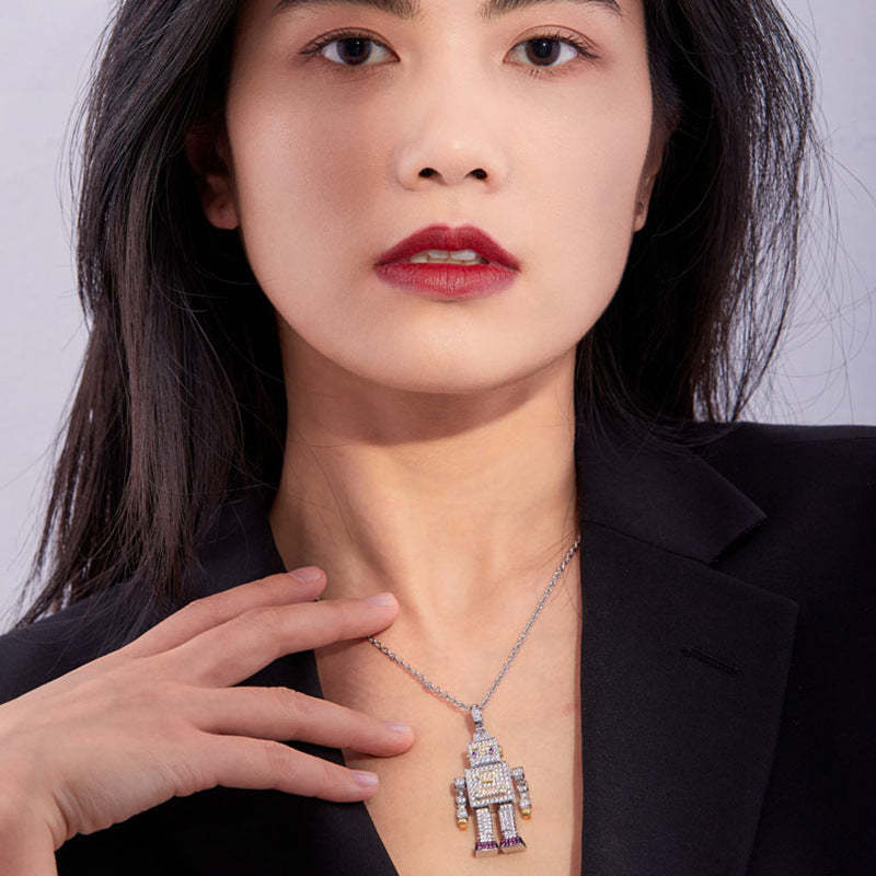 2022 hip-hop style robot necklace original design 3D three-dimensional limb movement unisex trendy accessory-Mix MIx Style