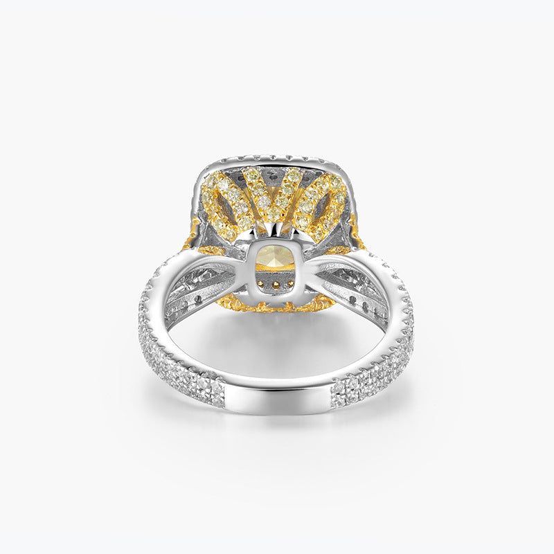 Yellow Luxury Cushion Cut Moissanite Diamond 5ct 18k White Gold Engagement Ring | Mix Mix Style-Mix MIx Style