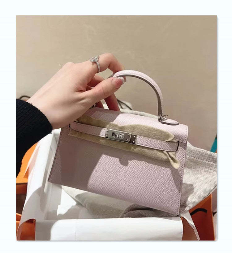 2022 new second generation cowhide women's bag fashion Kelly bag mini small bag one shoulder crossbody handbag Kelly bag-Mix MIx Style