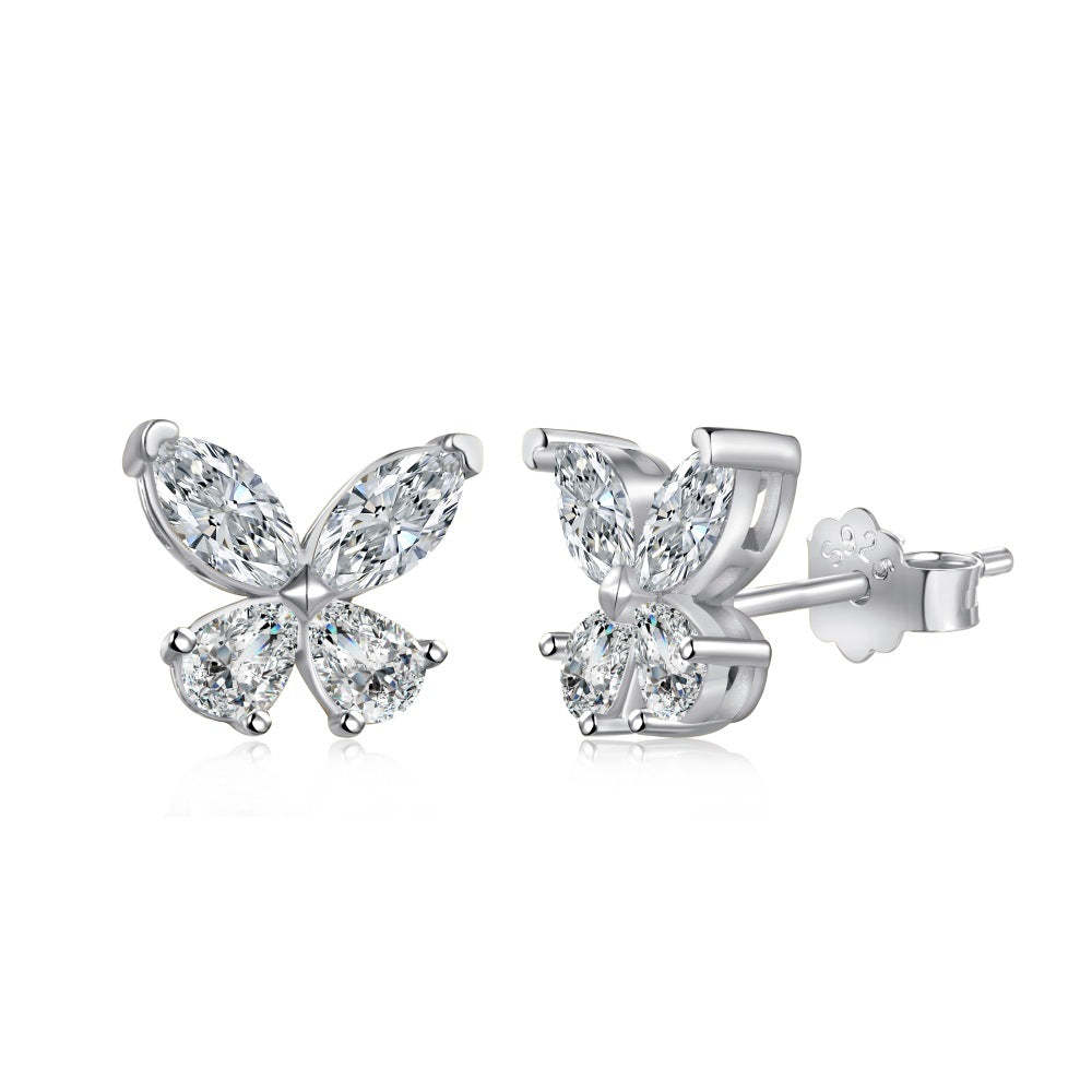 S925 sterling silver earrings pear-shaped marquise zircon splicing but