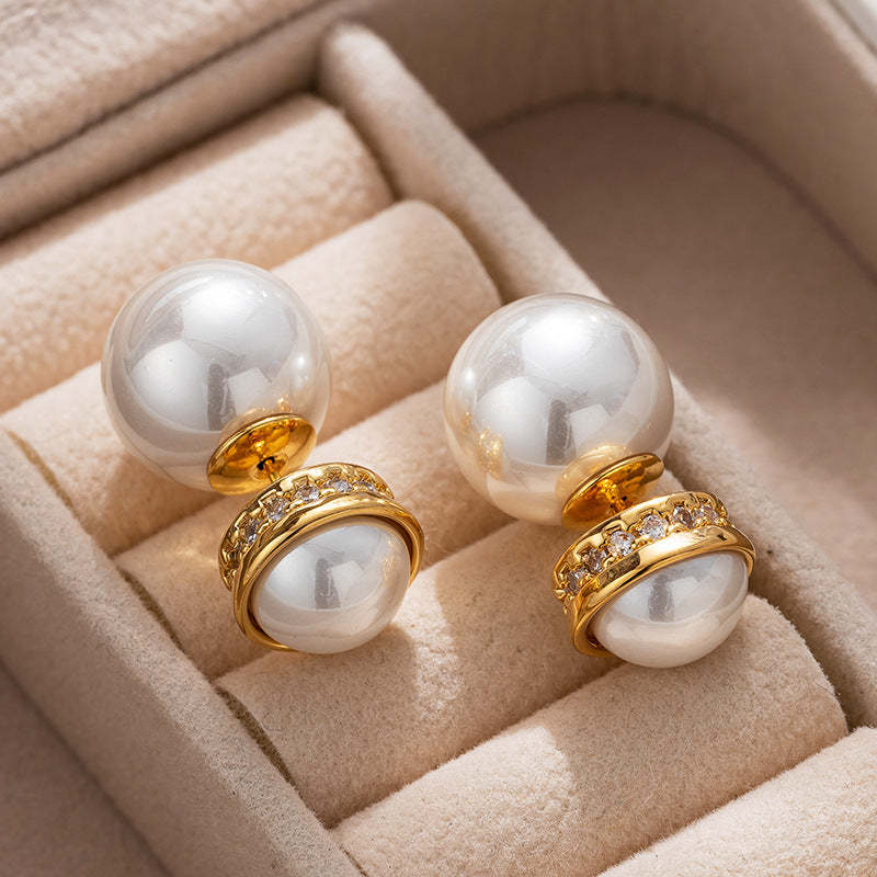 Retro pearl earrings for women, middle-aged vintage simple light luxury earrings niche design high-end temperament earrings-Mix MIx Style