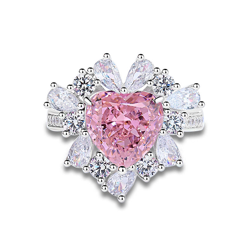 Moissanite Diamond Heart Shape 4 Carat Pink Diamond Ring Engagement Ring [Hot Seller]-Mix MIx Style