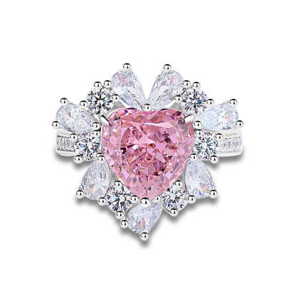 Moissanite Diamond Heart Shape 4 Carat Pink Diamond Ring Engagement Ring [Hot Seller]-Mix MIx Style
