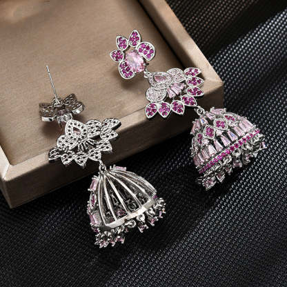 18k White Gold Plated, Moissanite earrings long hollow wind chime earrings Mix Mix Style [Hot Seller]-Mix MIx Style