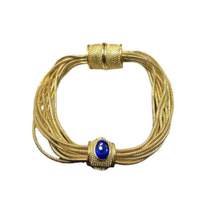 vintage plain gold multi-layered chain with diamond necklace bracelet set  | Mix Mix Style [Hot Seller]-Mix MIx Style