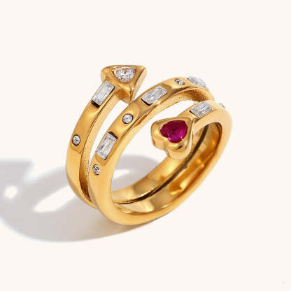 Bow/Butterfly/Heart Styles Open Retro Classic Diamonds Dainty 18k Vermeil Gold Plated Ring Jewelry | Mix Mix Style-Mix MIx Style