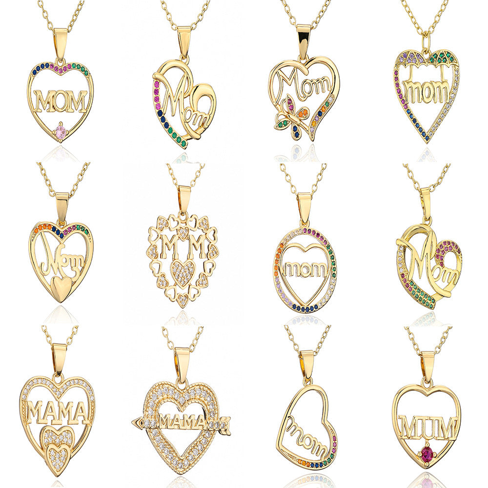 Mother Gift Various Styles Vintage Heart Pendant Diamonds Luxury 18k Vermeil Gold Plated Necklace Jewelry | Mix Mix Style-Mix MIx Style