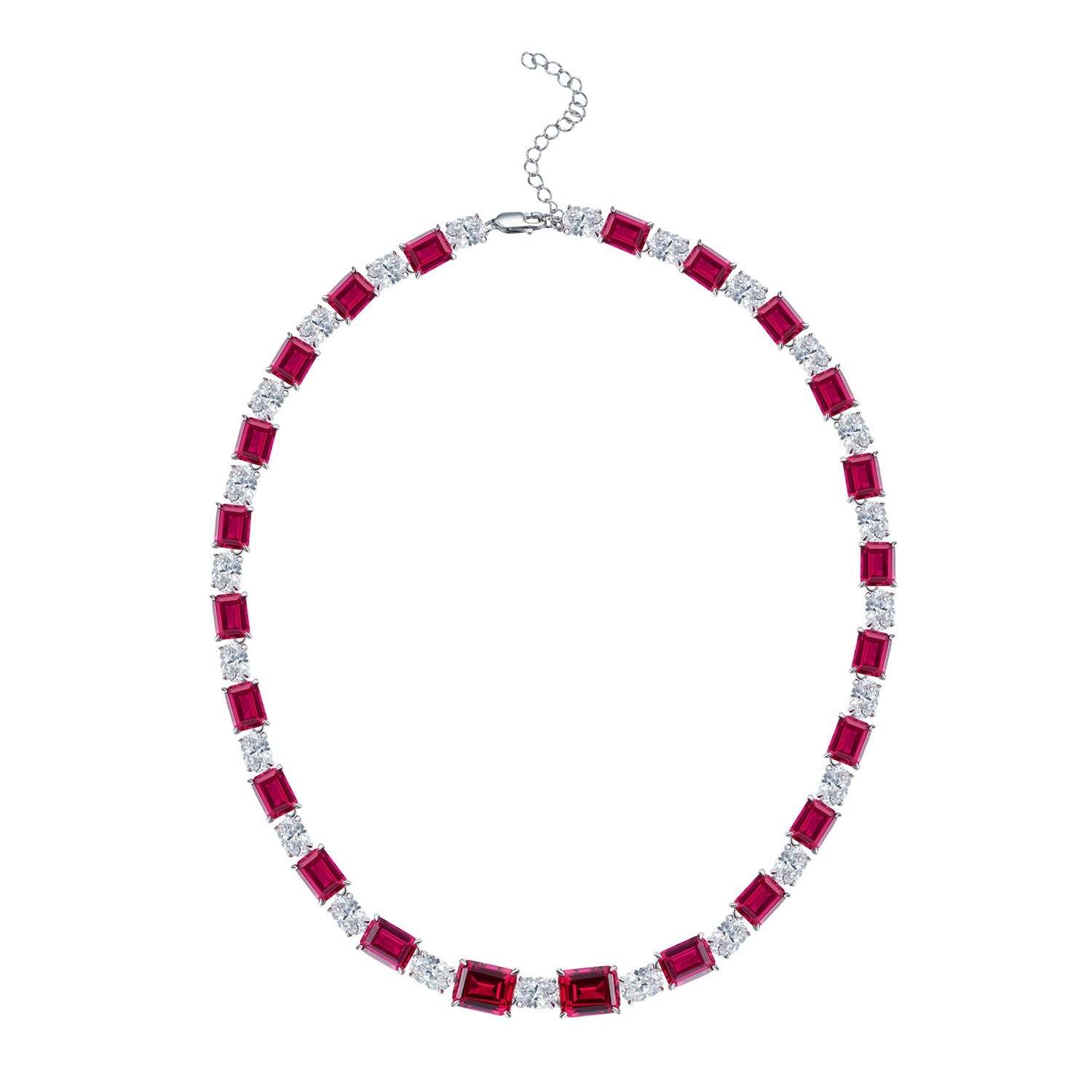 Red Vintage Pendant Radiant Cut Diamonds Elegant 18k Gold Plated Necklace Jewelry | Mix Mix Style-Mix MIx Style