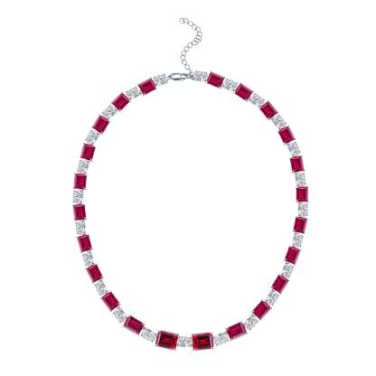 Red Vintage Pendant Radiant Cut Diamonds Elegant 18k Gold Plated Necklace Jewelry | Mix Mix Style-Mix MIx Style