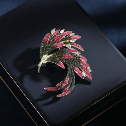 Retro style phoenix corsage cheongsam dress accessories elegant temperament pin Chinese style gradient feather brooch-Mix MIx Style