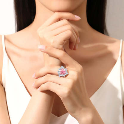 Moissanite Diamond Heart Shape 4 Carat Pink Diamond Ring Engagement Ring [Hot Seller]-Mix MIx Style