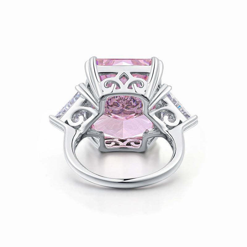 Glam Radiant Cut Diamond 5ct Pink 18k White Gold Plated Engagement Ring | Mix Mix Style-Mix MIx Style