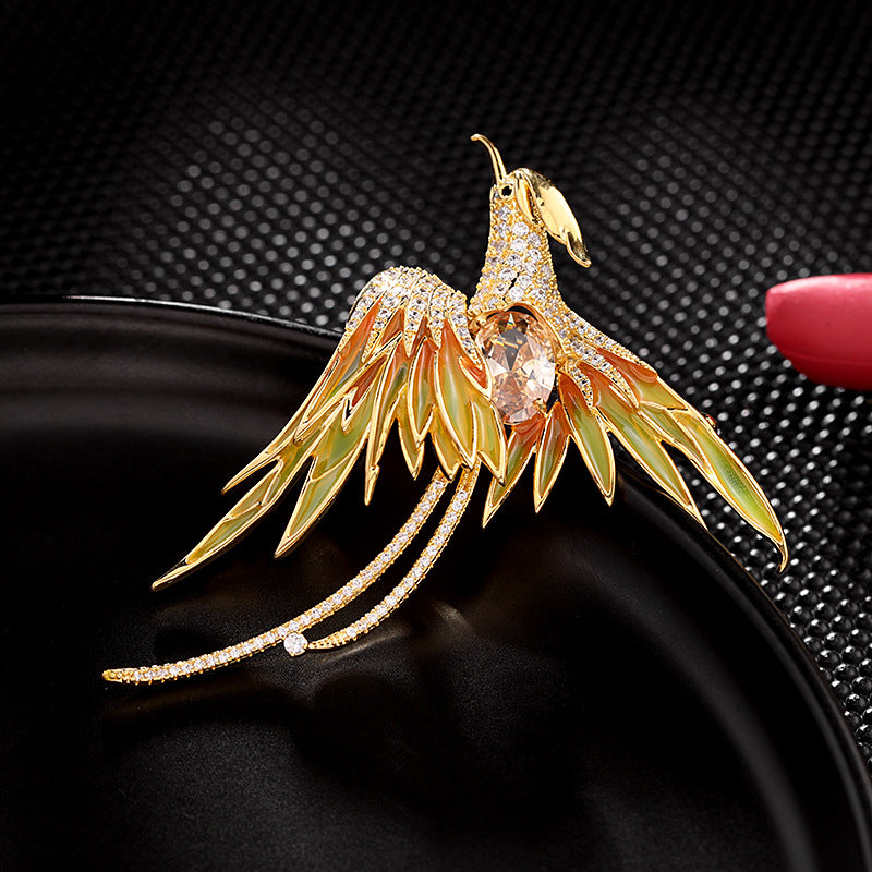Light luxury high-end Chinese style phoenix brooch women's elegant coat corsage accessories 2022 autumn and winter new clothing-Mix MIx Style