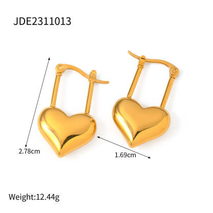 Minimalist Love Glossy Heart Shaped Elegant 18k Vermeil Gold Plated Drop Earrings | Mix Mix Style-Mix MIx Style
