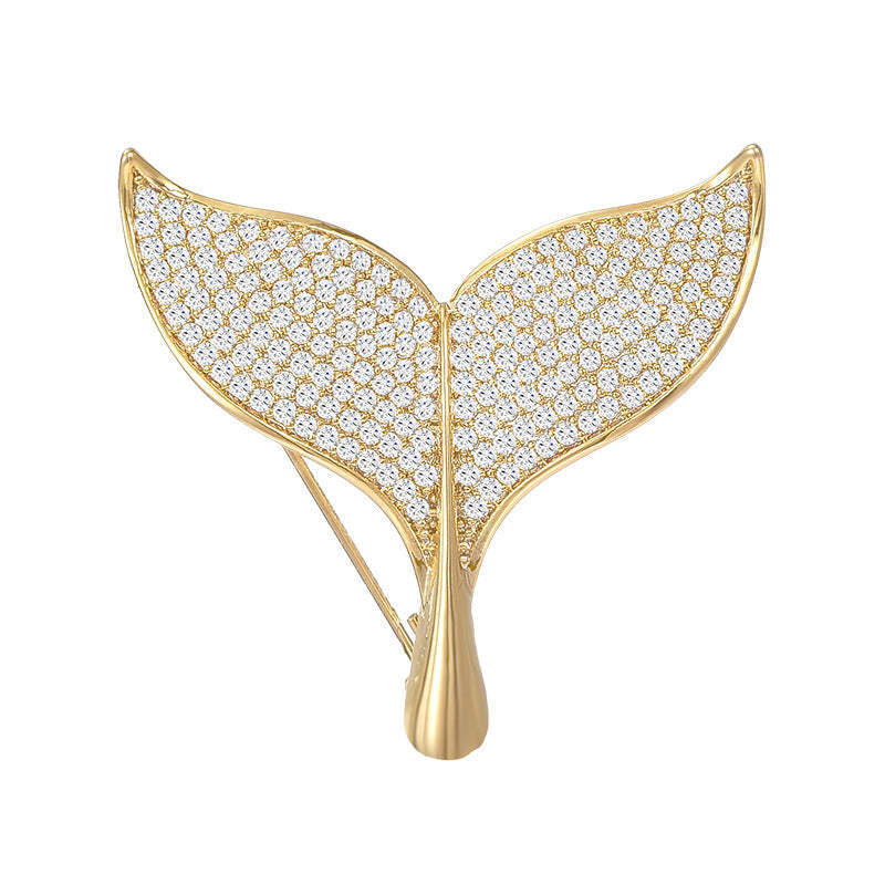 Fashionable and versatile cute fishtail zircon brooch Korean simple temperament suit jacket accessories corsage brooch for women-Mix MIx Style