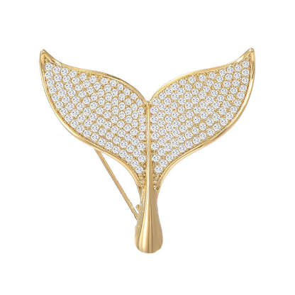 Fashionable and versatile cute fishtail zircon brooch Korean simple temperament suit jacket accessories corsage brooch for women-Mix MIx Style