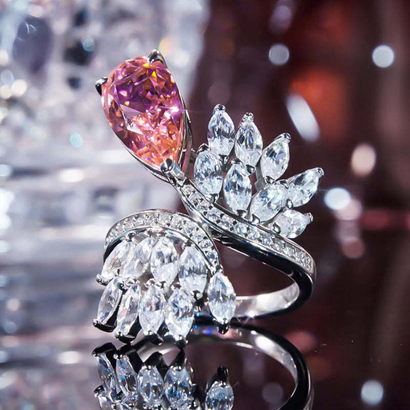 Pink Moissanite Pink Diamond Ring 4ct Wedding Rings Bridal Engagement Jewelry Mix Mix Style [Hot Seller]-Mix MIx Style