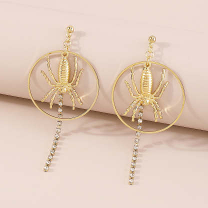Spider 3D Tassel Trendy Moissanite Diamonds 18k Vermeil Gold Plated Drop Earrings | Mix Mix Style-Mix MIx Style