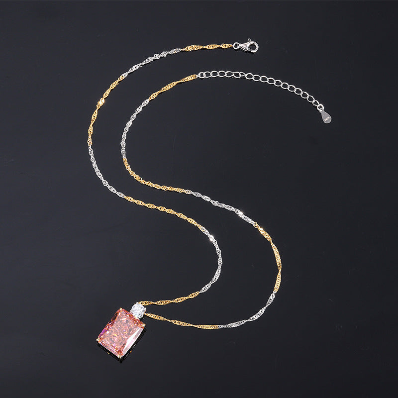 Retro women's jewelry high carbon diamond padparadscha simple fashion women's suit S925 silver 12*16 10*10-Mix MIx Style