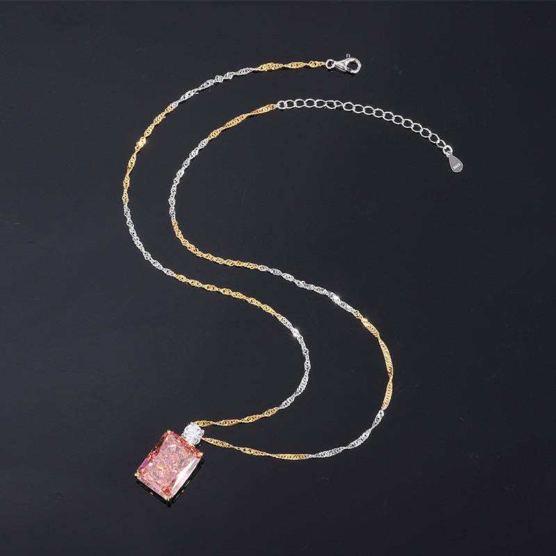 Retro women's jewelry high carbon diamond padparadscha simple fashion women's suit S925 silver 12*16 10*10-Mix MIx Style