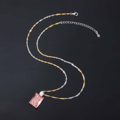 Retro women's jewelry high carbon diamond padparadscha simple fashion women's suit S925 silver 12*16 10*10-Mix MIx Style