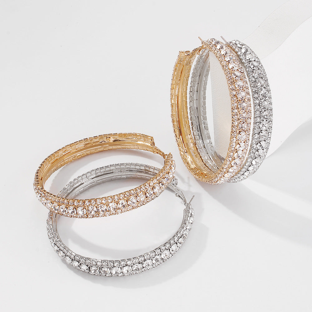 Dazzling White Moissanite Diamonds Luxury 18k Vermeil/White Gold Plated Big Hoop Earrings | Mix Mix Style-Mix MIx Style